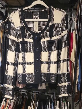 5 For $25 Cliche Black & Cream Plaid Knit Cardigan